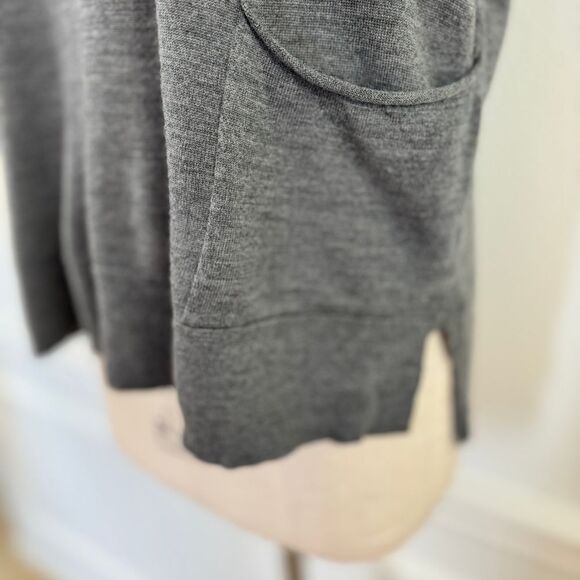 Eileen Fisher Merino Wool Sweater Gray Left Hip Pocket XS Boxy Office Minimalist - Picture 4 of 11